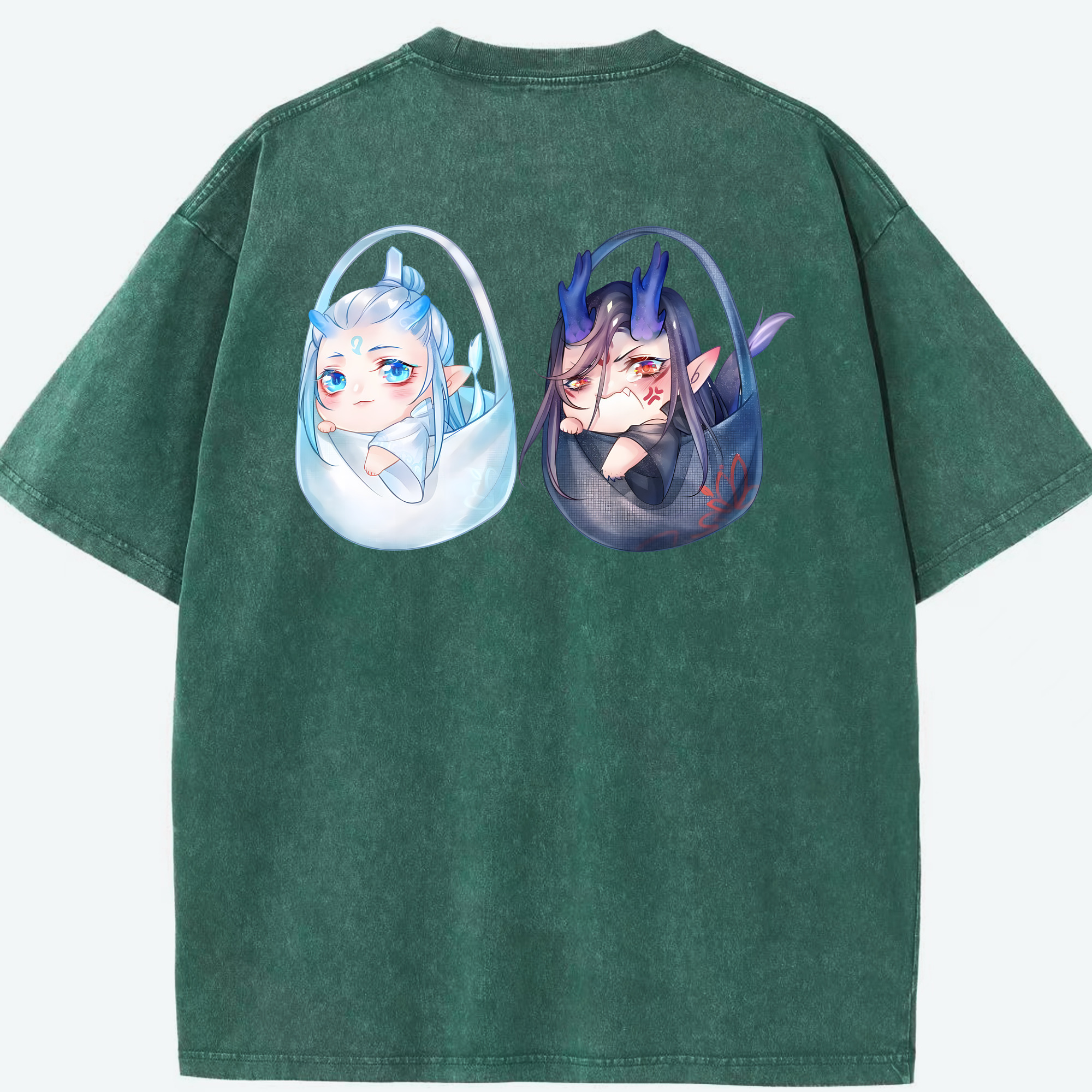 （画像用） Ne Zha 2 ナタ 魔童の大暴れ 綿100% ヴィンテージ風 半袖Tシャツ（背面プリント）